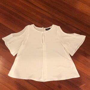 White Topshop Cold Shoulder Top